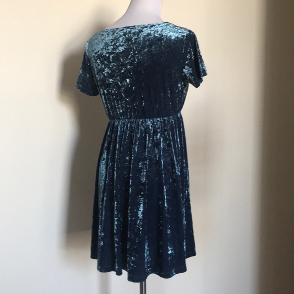 AA BLUE Velvet Babydoll Mini Dress M - Picture 3 of 5